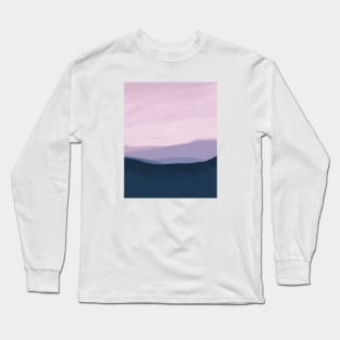 Blue Mountains with a Pink Sky Long Sleeve T-Shirt